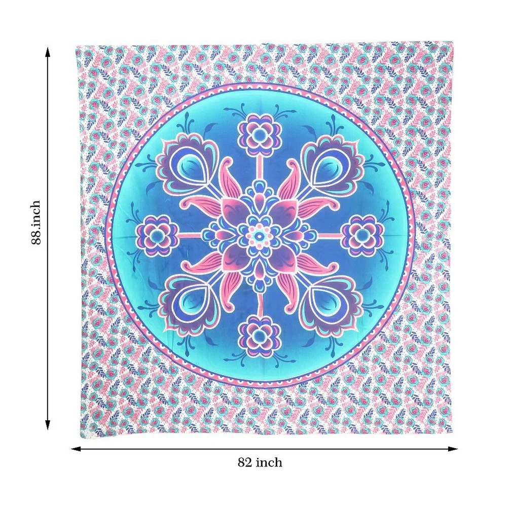 Oussum Decorative Tapestries Blue-Red Floral Print Wall Art Ceiling Décor Cover